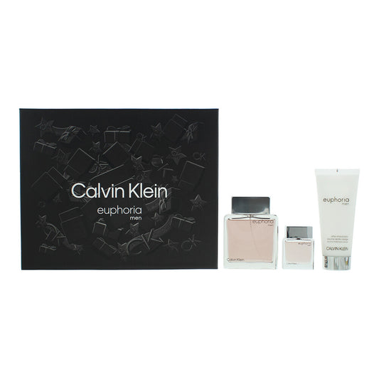 Calvin Klein Euphoria Gift Set 100ml EDT - 100ml Aftershave Balm - 15ml EDT - Peacock Bazaar