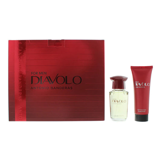 Antonio Banderas Diavolo For Men Gift Set 50ml EDT - 75ml Aftershave Balm - Peacock Bazaar