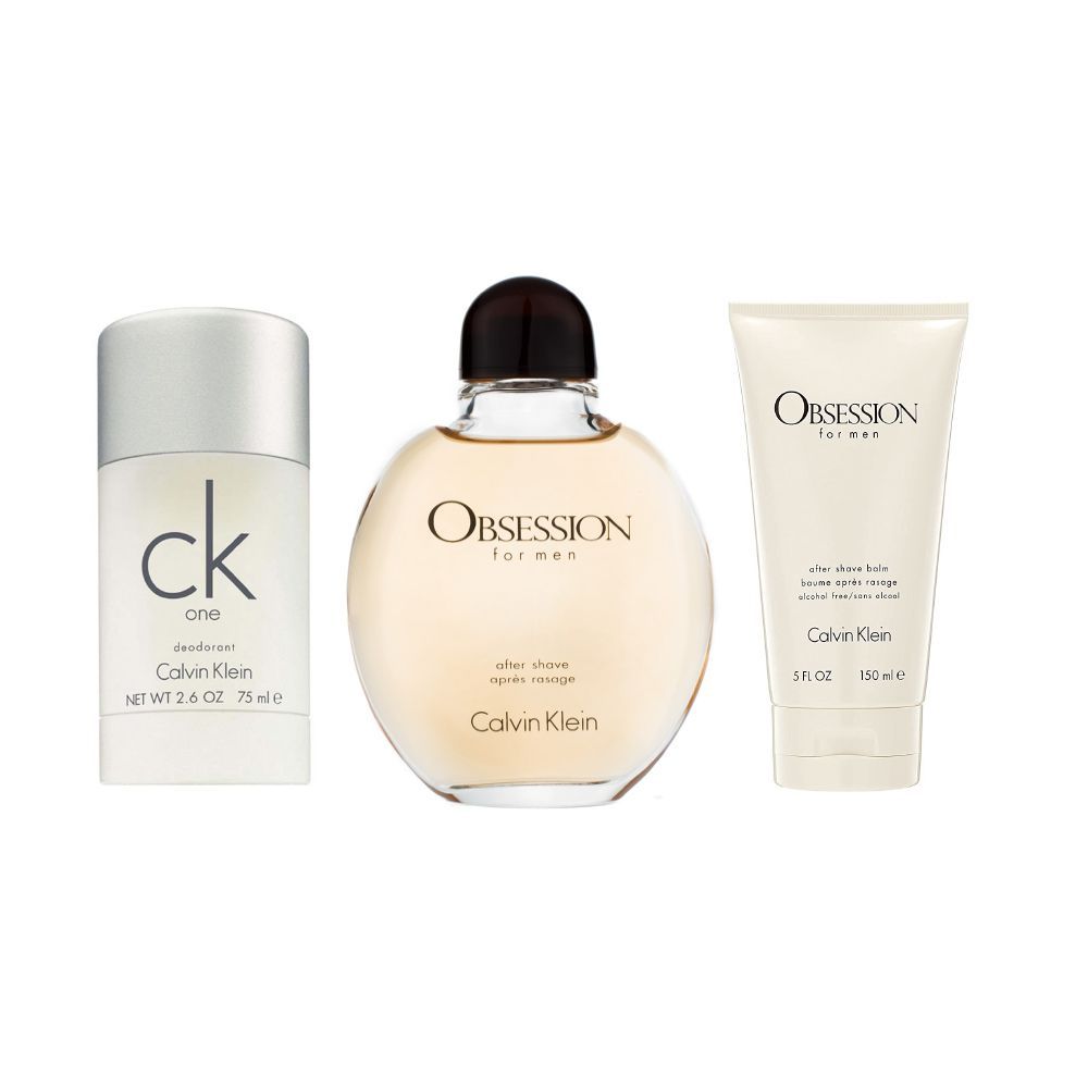 Calvin Klein Obsession Gift Set 125ml EDT - 75ml Aftershave Balm - 75g Deodorant Stick - Peacock Bazaar