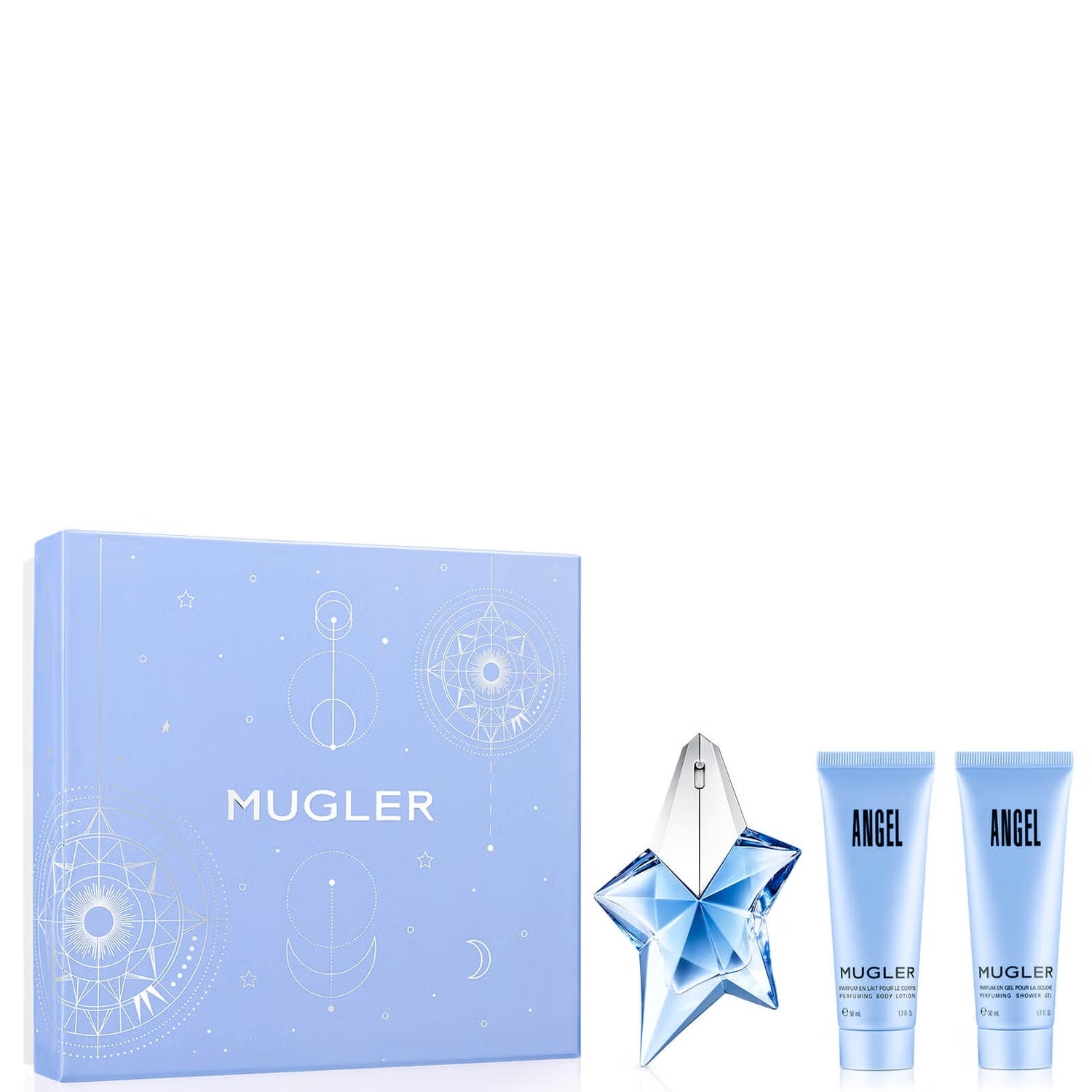 Thierry Mugler Angel Gift Set 25ml EDP Refillable - 50ml Body Lotion - 50ml Shower Gel - Peacock Bazaar