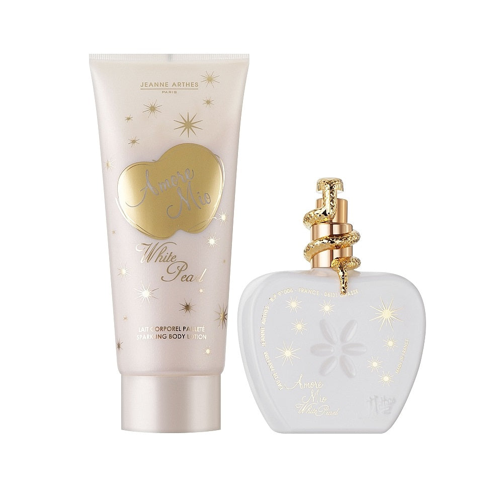 Jeanne Arthes Amore Mio White Pearl Gift Set 100ml EDP - 200ml Sparkling Body Lotion - Peacock Bazaar