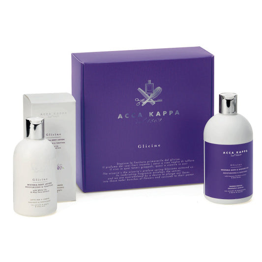 Acca Kappa Wisteria Gift Set 500ml Shower Gel - 300ml Body Lotion - Peacock Bazaar