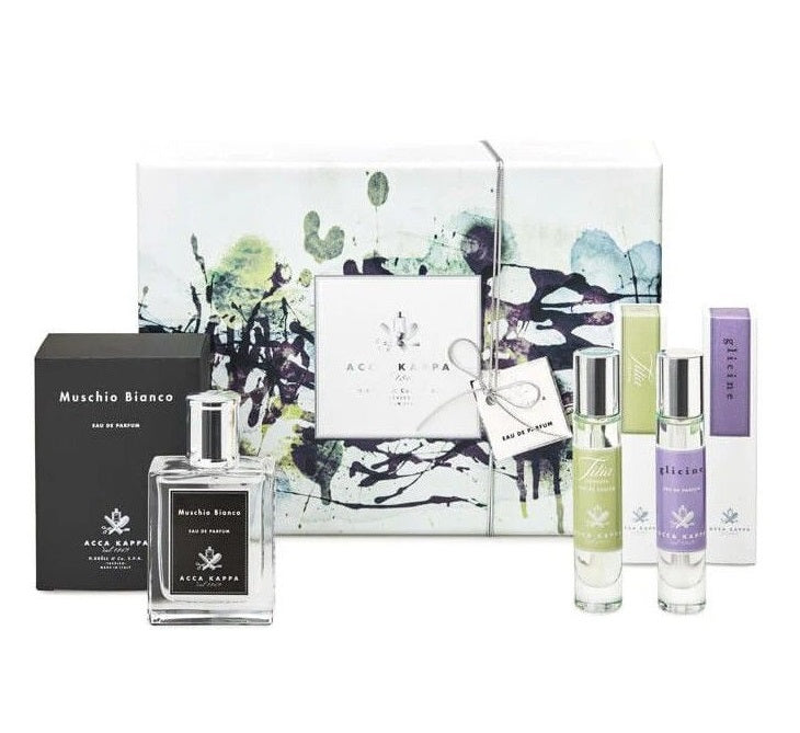 Acca Kappa Gift Set 50ml White Moss EDP - 15ml Tilia Cordata EDP - 15ml Wisteria EDP - Peacock Bazaar