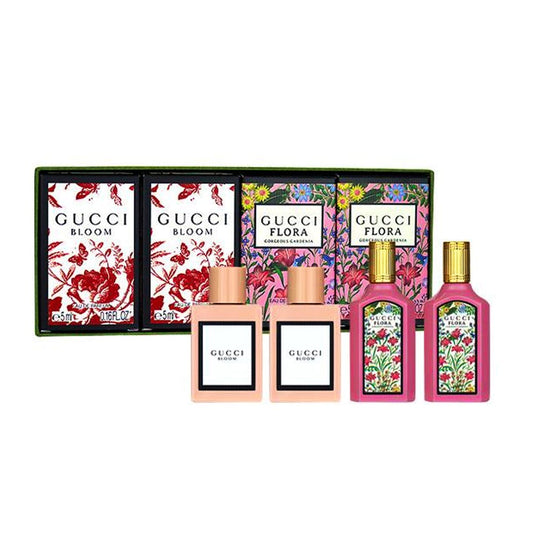 Gucci Miniature Gift Set 2 x 5ml Bloom EDP - 2 x 5ml Flora EDP - Peacock Bazaar