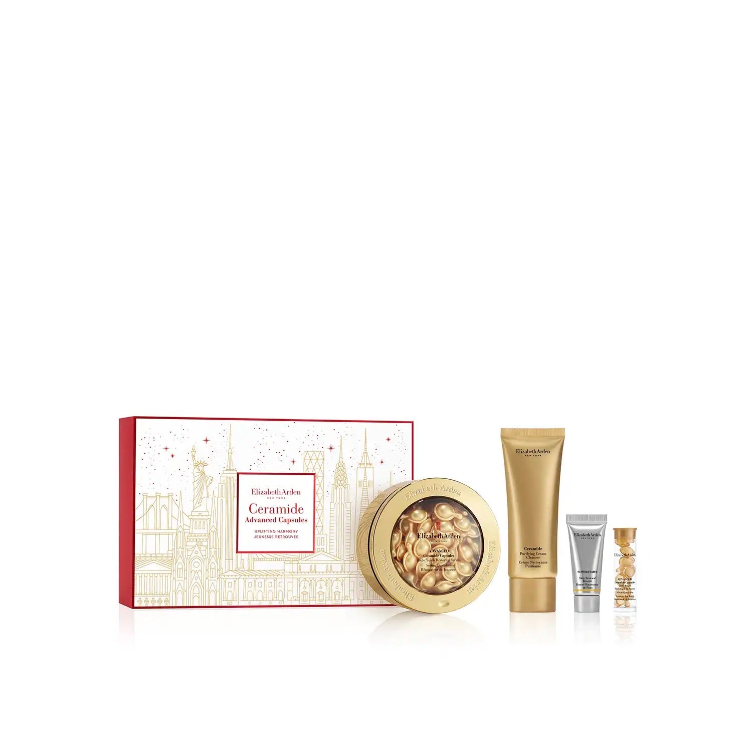 Elizabeth Arden Ceramide Gift Set 60 Capsules Advanced Ceramide Serum - 7 Capsules Advanced Ceramide Eye Serum - 50ml Ceramide Purifying Cream Cleanser - 5ml Superstar Booster - Peacock Bazaar