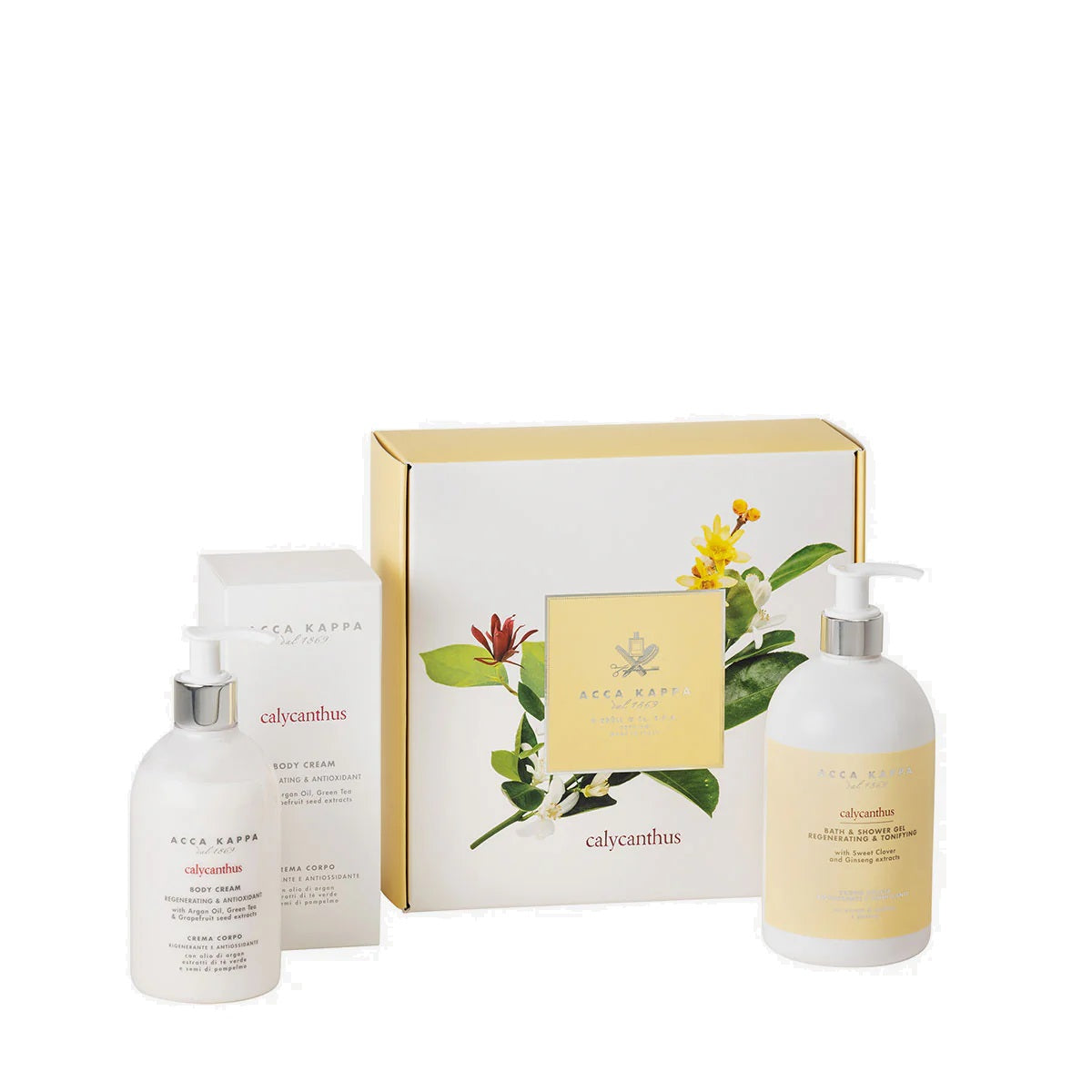 Acca Kappa Calycanthus Gift Set 500ml Shower Gel - 300ml Body Lotion - Peacock Bazaar