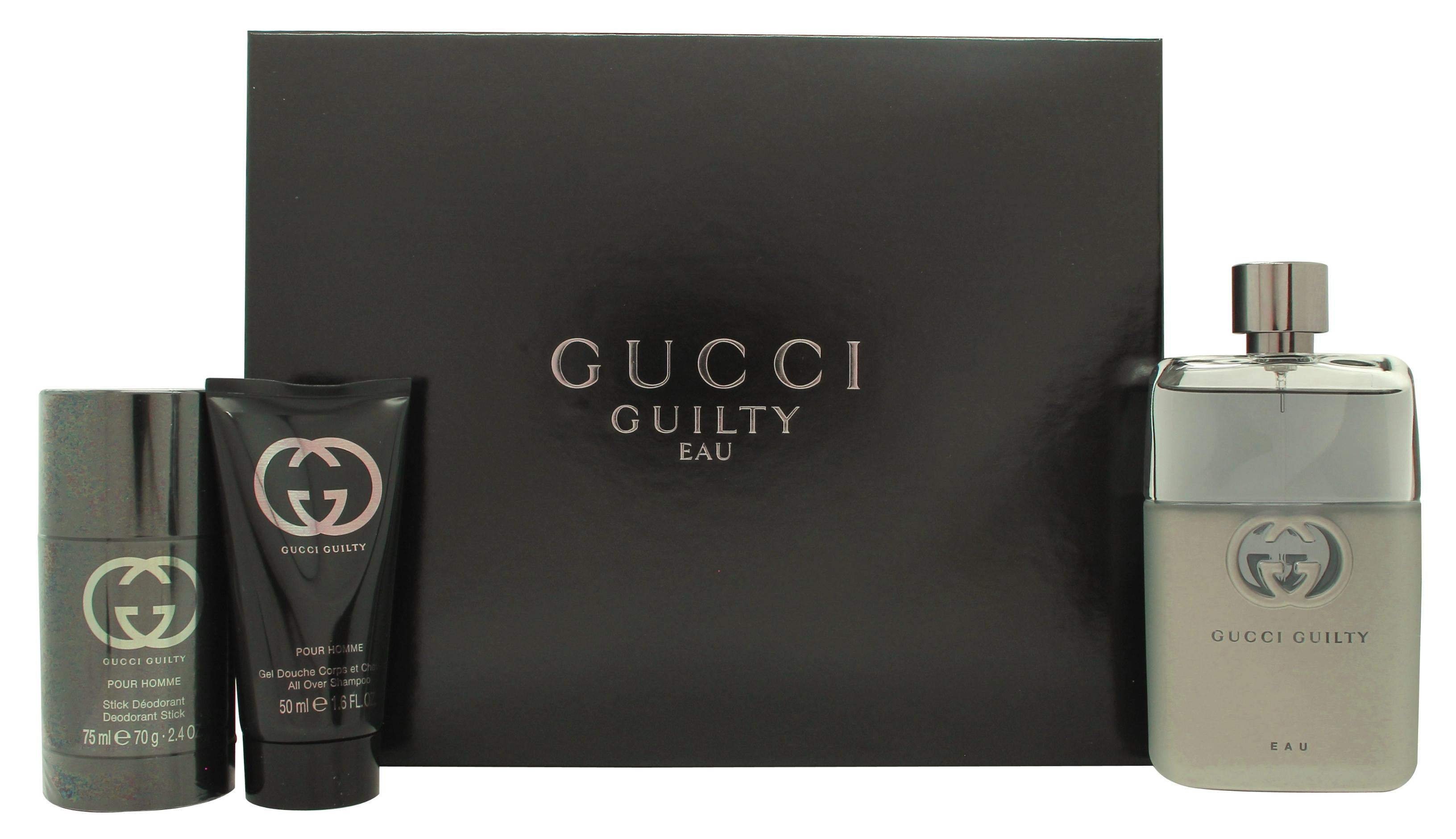 Gucci Guilty Pour Homme Gift Set 90ml EDT Spray- 75ml Deodorant Stick - 50ml Shower Gel - Peacock Bazaar