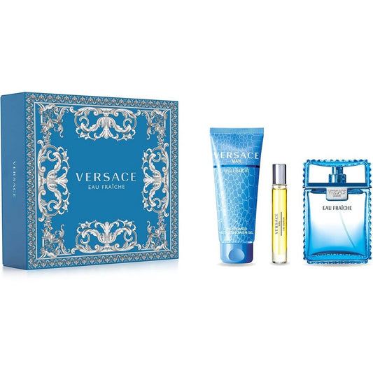 Versace Man Eau Fraiche Gift Set 100ml EDT - 10ml EDT - 150ml Shower Gel - Peacock Bazaar