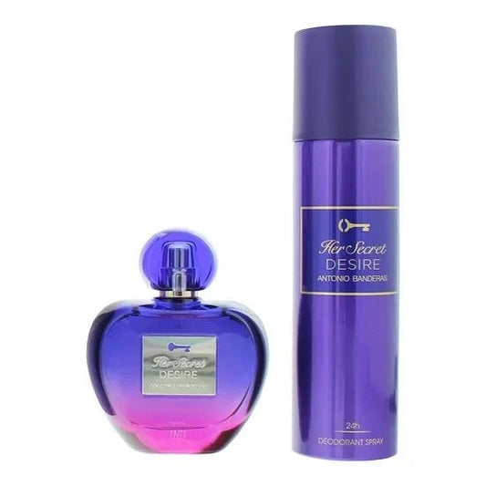 Antonio Banderas Her Secret Desire Gift Set 80ml EDT - 150ml Deodorant Spray - Peacock Bazaar