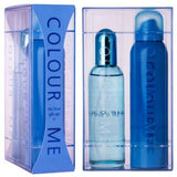 Colour Me Sky Blue Gift Set 50ml PDT Spray - 10ml Roll-on Perfume - Peacock Bazaar