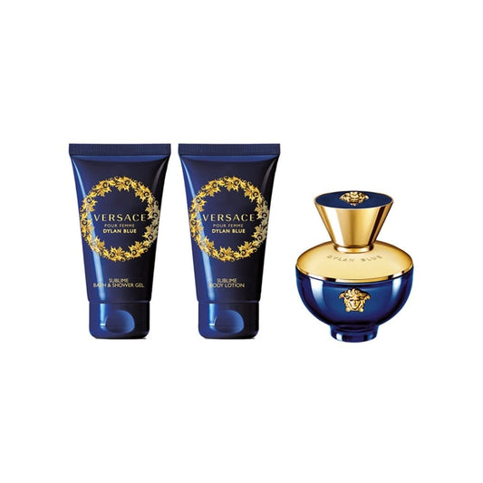 Versace Pour Femme Dylan Blue Gift Set 100ml EDP - 100ml Shower Gel - 100ml Body Lotion - Peacock Bazaar