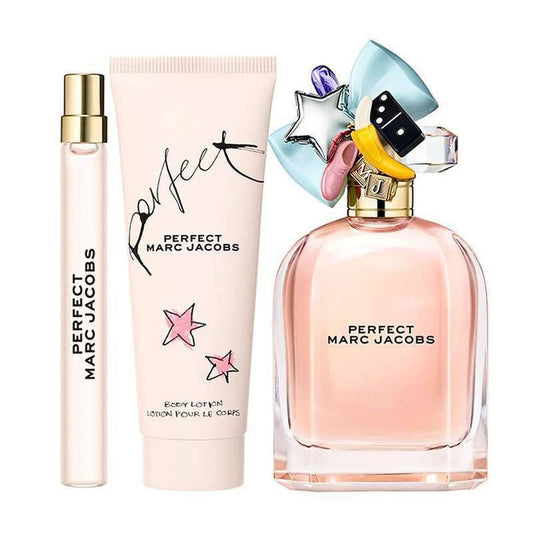 Marc Jacobs Perfect Gift Set 100ml EDP - 75ml Body Lotion - 10ml EDP - Peacock Bazaar