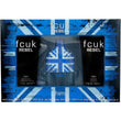 FCUK Rebel For Him Gift Set 100ml EDT - 200ml Shower Gel - 200ml Aftershave Balm - Peacock Bazaar