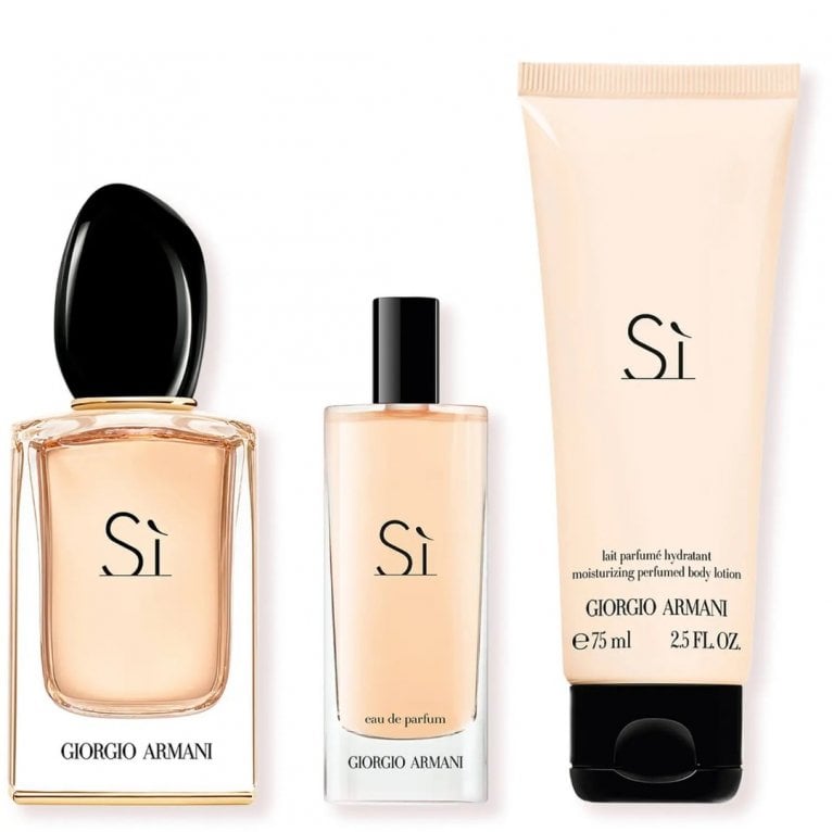 Giorgio Armani Si Gift Set 50ml EDP - 50ml Body Lotion - 15ml EDP - Peacock Bazaar