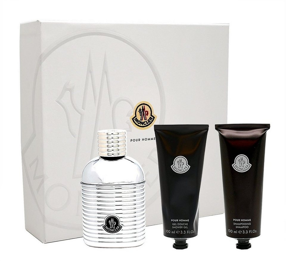 Moncler Pour Homme Gift Set 100ml EDP - 100ml Shower Gel - 100ml Shampoo - Peacock Bazaar