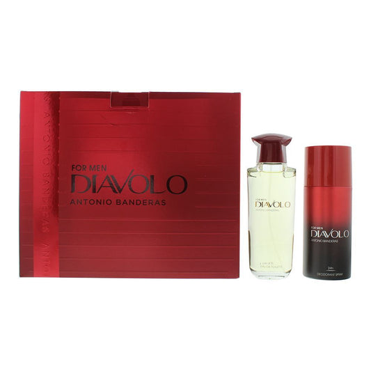 Antonio Banderas Diavolo For Men Gift Set 100ml EDT - 150ml Deodorant Spray - Peacock Bazaar