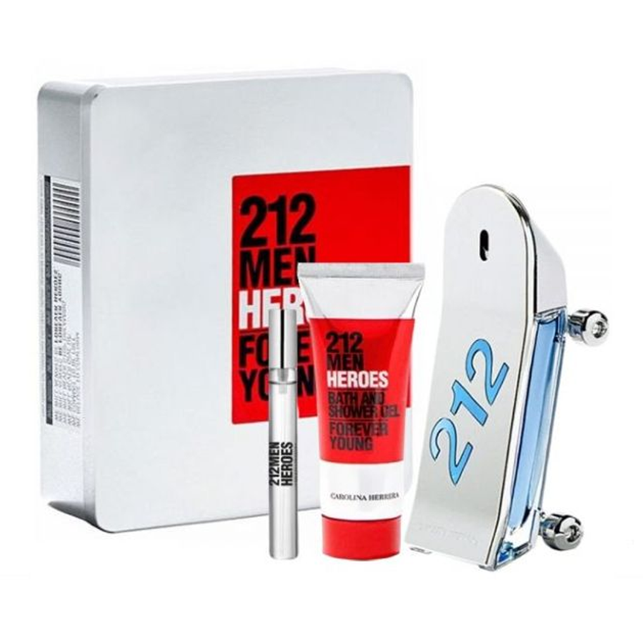 Carolina Herrera 212 Heroes Gift Set 90ml EDT - 100ml Shower Gel - 10ml EDT - Peacock Bazaar