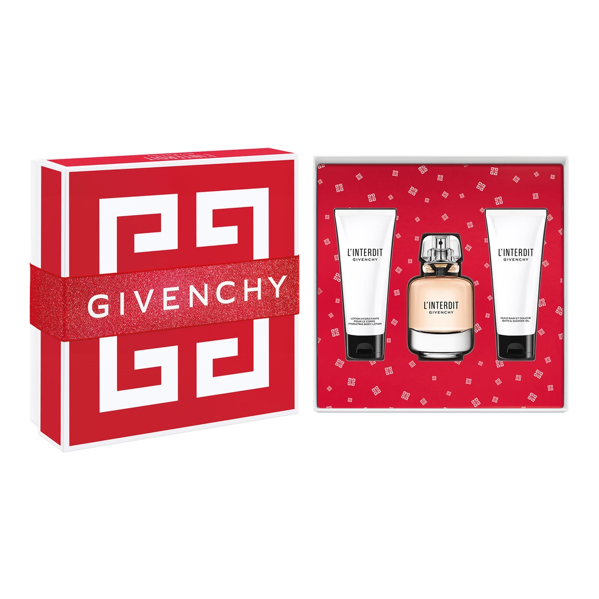 Givenchy L'Interdit Gift Set 80ml EDP - 75ml Shower Gel - 75ml Body Lotion - Peacock Bazaar
