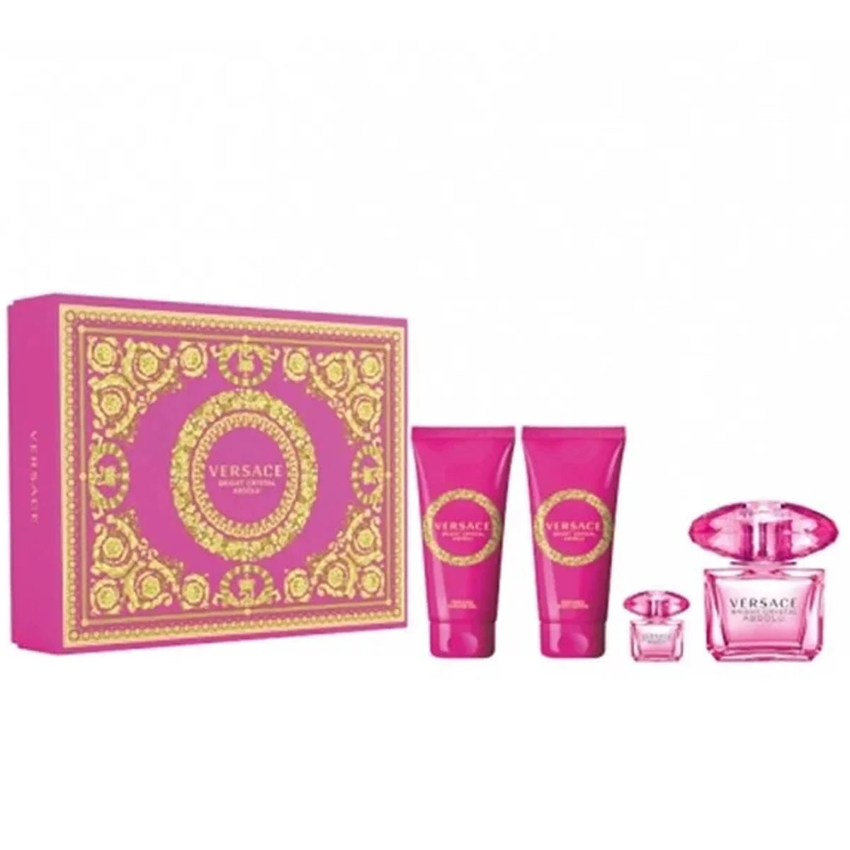 Versace Bright Crystal Absolu Gift Set 90ml EDP - 100ml Body Lotion - 100ml Shower Gel - 5ml EDP - Peacock Bazaar