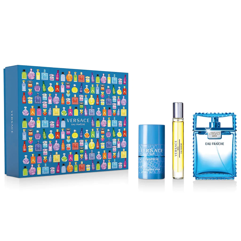 Versace Man Eau Fraiche Gift Set 100ml EDT - 75ml Deodorant Stick - 10ml EDT - Peacock Bazaar